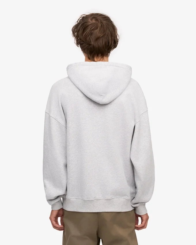 Sudadera con capucha y cremallera oversize de algodón orgánico - Mezcla de nieve