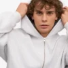 Sudadera con capucha y cremallera oversize de algodón orgánico - Mezcla de nieve