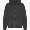 Sudadera con capucha y cremallera oversize de algodón orgánico - Negro descolorido