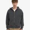 Sudadera con capucha y cremallera oversize de algodón orgánico - Negro descolorido