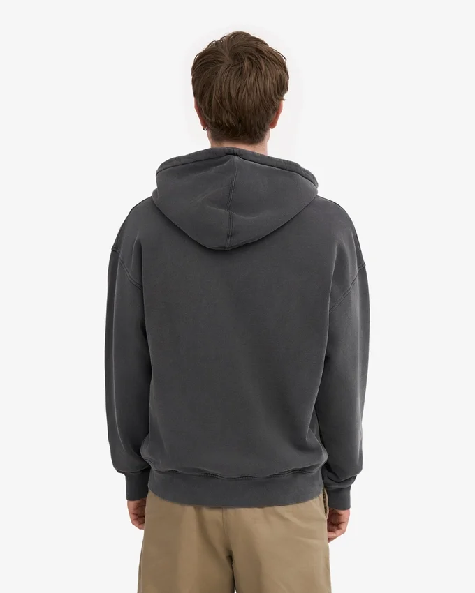 Sudadera con capucha y cremallera oversize de algodón orgánico - Negro descolorido