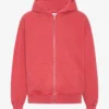 Sudadera con capucha y cremallera oversize de algodón orgánico - Rojo descolorido