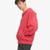 Sudadera con capucha y cremallera oversize de algodón orgánico - Rojo descolorido