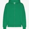 Sudadera con capucha y cremallera oversize de algodón orgánico - Verde Kelly