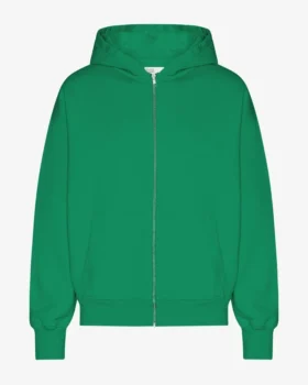 Sudadera con capucha y cremallera oversize de algodón orgánico - Verde Kelly