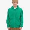 Sudadera con capucha y cremallera oversize de algodón orgánico - Verde Kelly