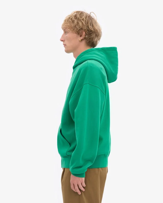 Sudadera con capucha y cremallera oversize de algodón orgánico - Verde Kelly