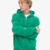 Sudadera con capucha y cremallera oversize de algodón orgánico - Verde Kelly