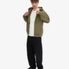 Sudadera con capucha y cremallera oversize de algodón orgánico - Verde oliva apagado