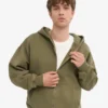 Sudadera con capucha y cremallera oversize de algodón orgánico - Verde oliva apagado