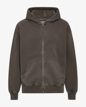 Sudadera con capucha y cremallera oversize orgánica - Faded Mud