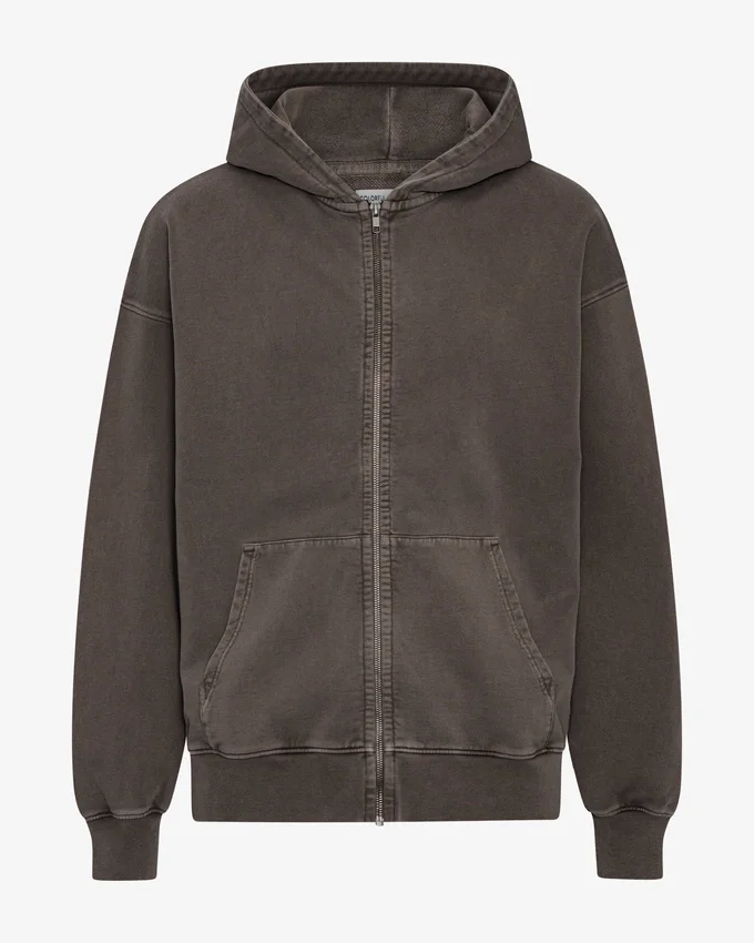Sudadera con capucha y cremallera oversize orgánica - Faded Mud