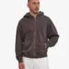 Sudadera con capucha y cremallera oversize orgánica - Faded Mud