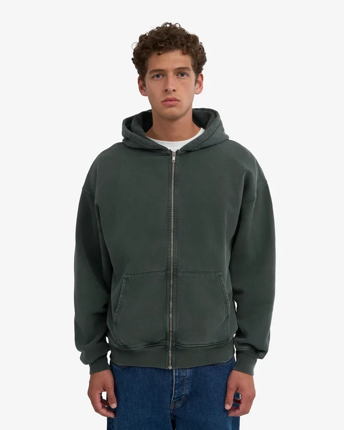 Sudadera con capucha y cremallera oversize orgánica - Midnight Forest
