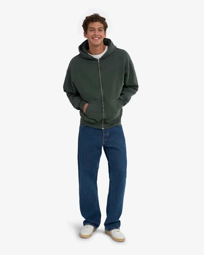 Sudadera con capucha y cremallera oversize orgánica - Midnight Forest