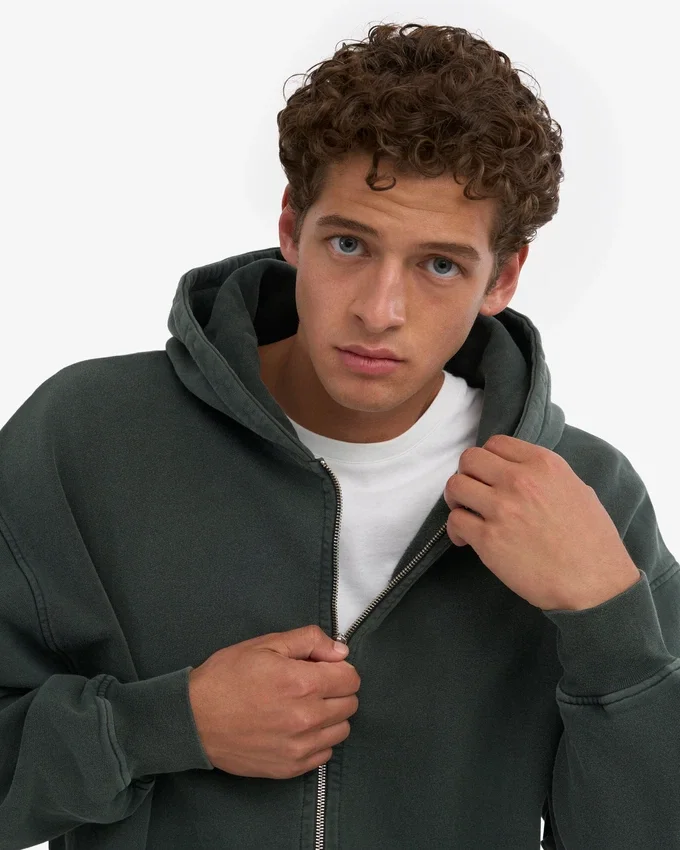 Sudadera con capucha y cremallera oversize orgánica - Midnight Forest