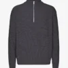 Sudadera con jerséu de media cremallera de merino - Gris lava