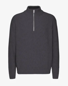 Sudadera con jerséu de media cremallera de merino - Gris lava