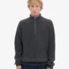 Sudadera con jerséu de media cremallera de merino - Gris lava