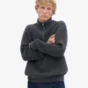 Sudadera con jerséu de media cremallera de merino - Gris lava