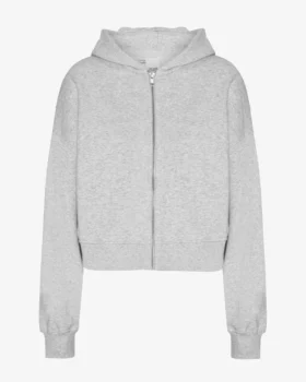 Sudadera corta con capucha y cremallera de algodón orgánico - Mezcla de colores nieve