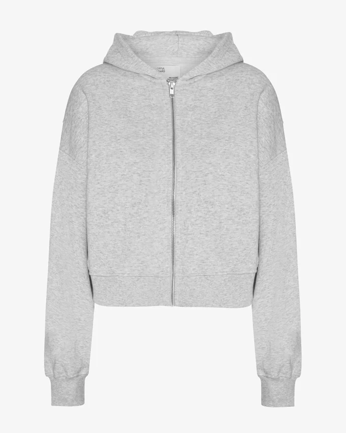 Sudadera corta con capucha y cremallera de algodón orgánico - Mezcla de colores nieve