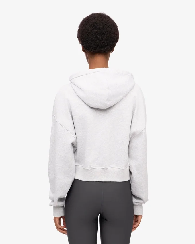 Sudadera corta con capucha y cremallera de algodón orgánico - Mezcla de colores nieve