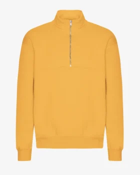 Sudadera orgánica con jerséu de media cremallera - Amarillo quemado