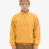Sudadera orgánica con jerséu de media cremallera - Amarillo quemado