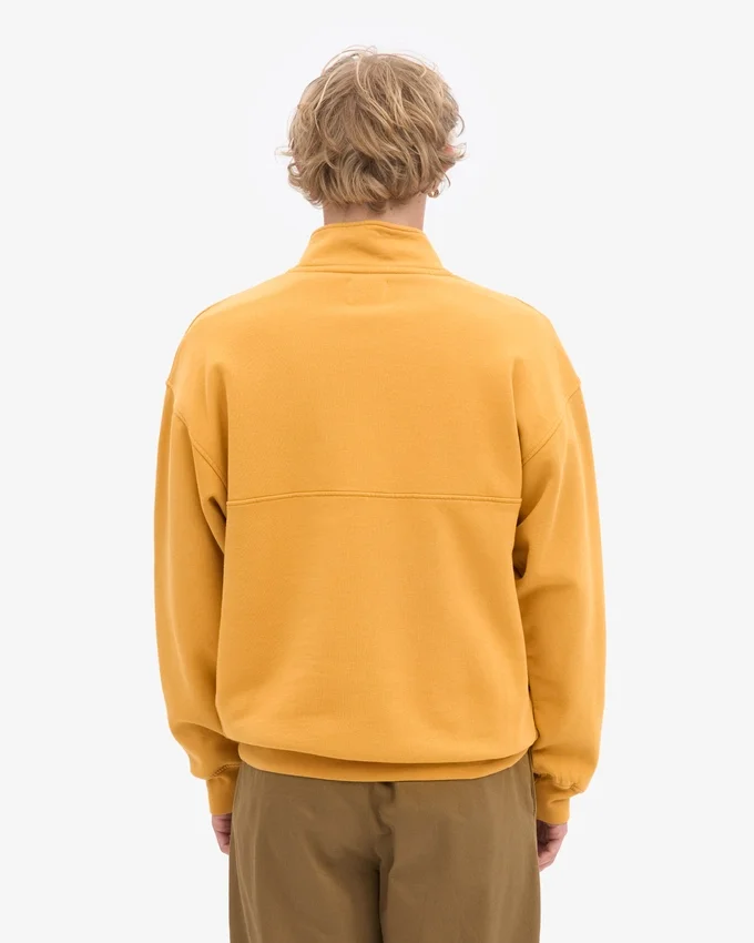 Sudadera orgánica con jerséu de media cremallera - Amarillo quemado