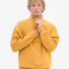 Sudadera orgánica con jerséu de media cremallera - Amarillo quemado