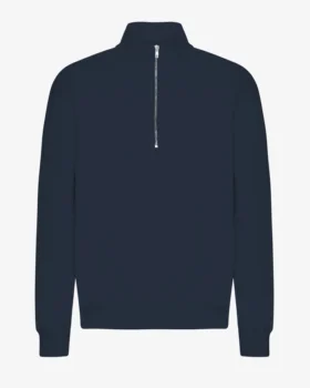 Sudadera orgánica con jerséu de media cremallera - Azul marino