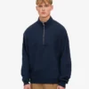 Sudadera orgánica con jerséu de media cremallera - Azul marino