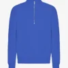 Sudadera orgánica con jerséu de media cremallera - Azul zafiro