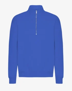Sudadera orgánica con jerséu de media cremallera - Azul zafiro