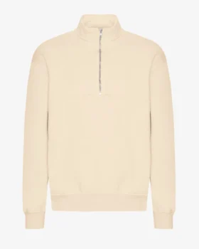 Sudadera orgánica con jerséu de media cremallera - Blanco marfil