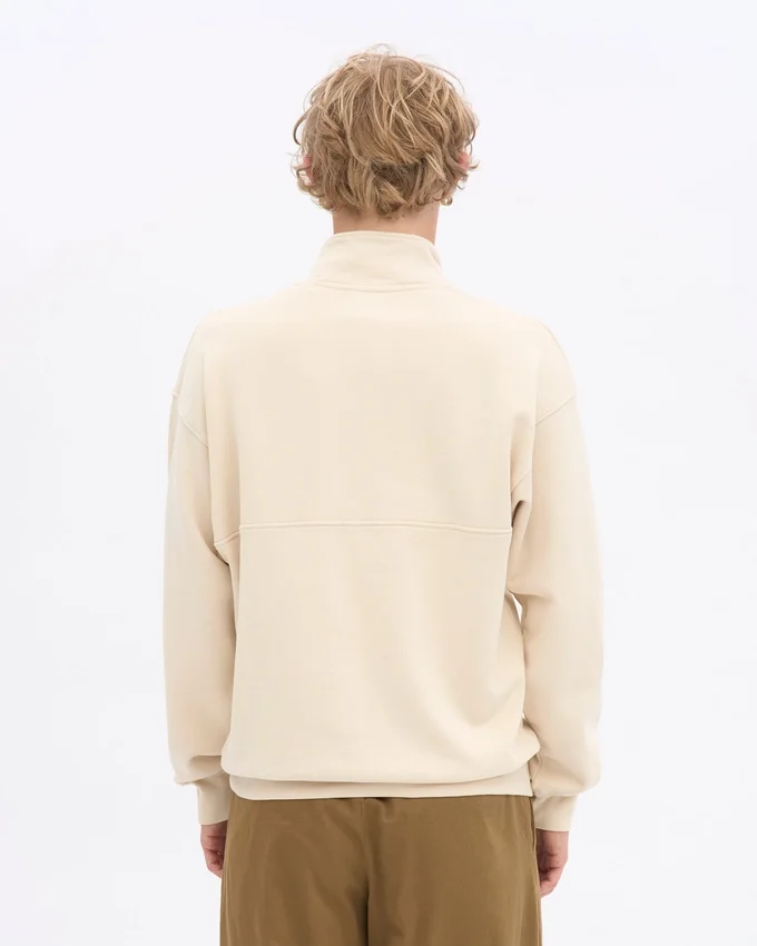 Sudadera orgánica con jerséu de media cremallera - Blanco marfil