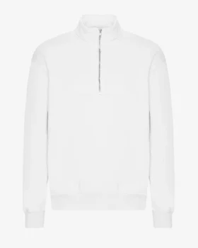 Sudadera orgánica con jerséu de media cremallera - Blanco óptico