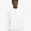 Sudadera orgánica con jerséu de media cremallera - Blanco óptico