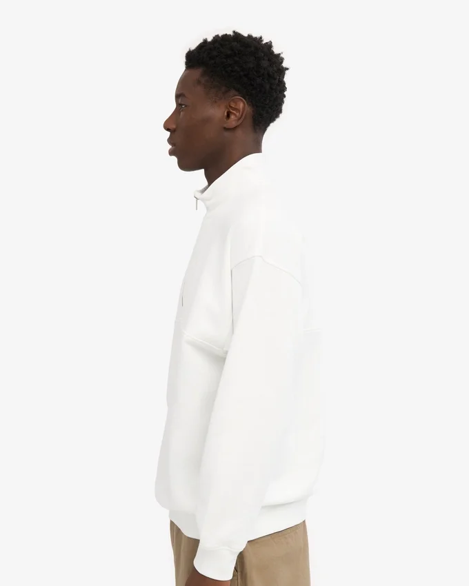Sudadera orgánica con jerséu de media cremallera - Blanco óptico