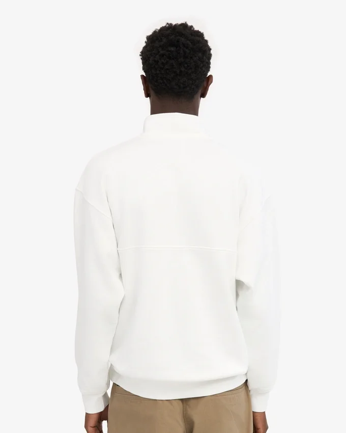 Sudadera orgánica con jerséu de media cremallera - Blanco óptico