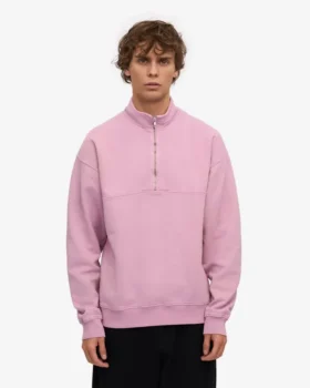 Sudadera orgánica con jerséu de media cremallera – Flor de cerezo