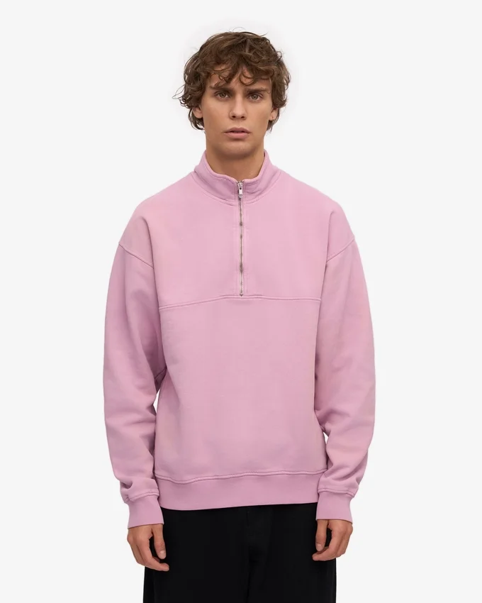 Sudadera orgánica con jerséu de media cremallera - Flor de cerezo