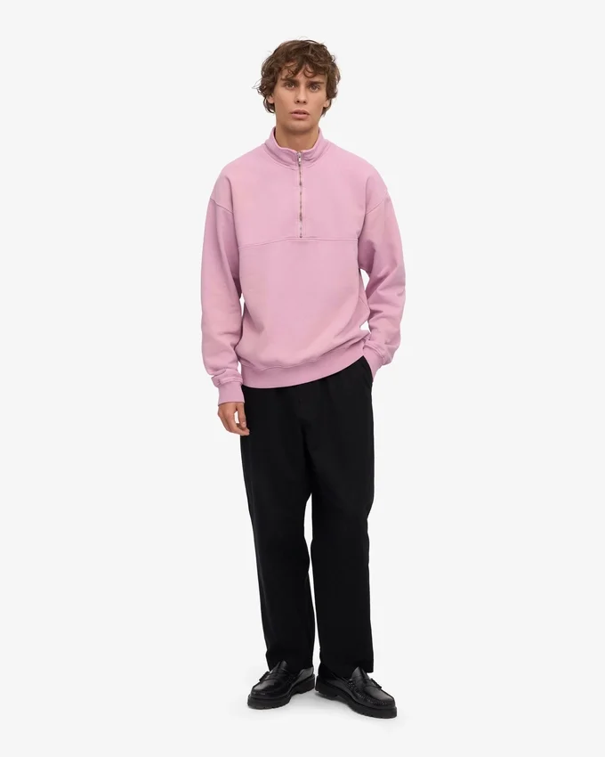 Sudadera orgánica con jerséu de media cremallera - Flor de cerezo