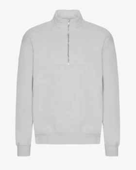 Sudadera orgánica con jerséu de media cremallera - Gris descolorido