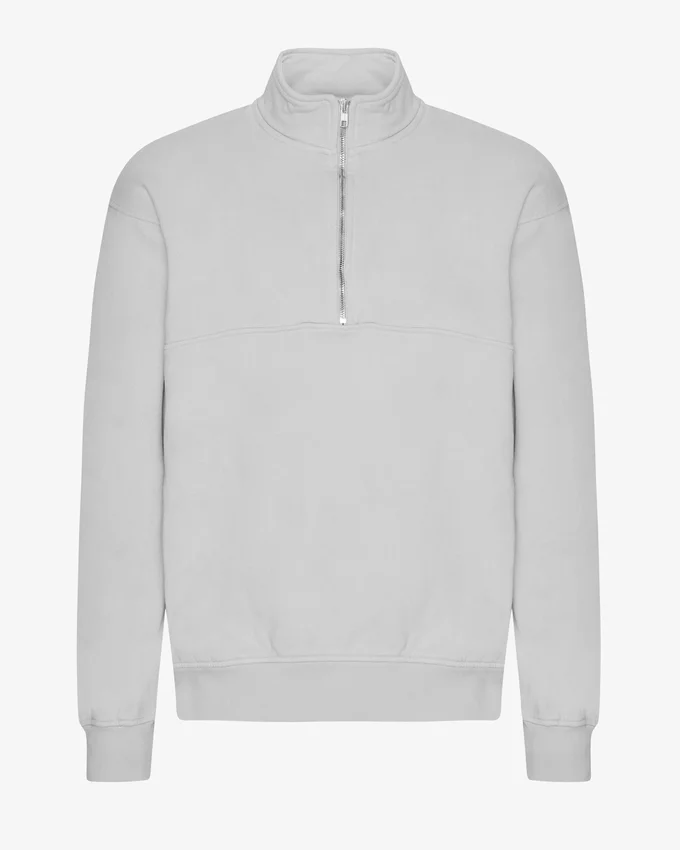 Sudadera orgánica con jerséu de media cremallera - Gris descolorido