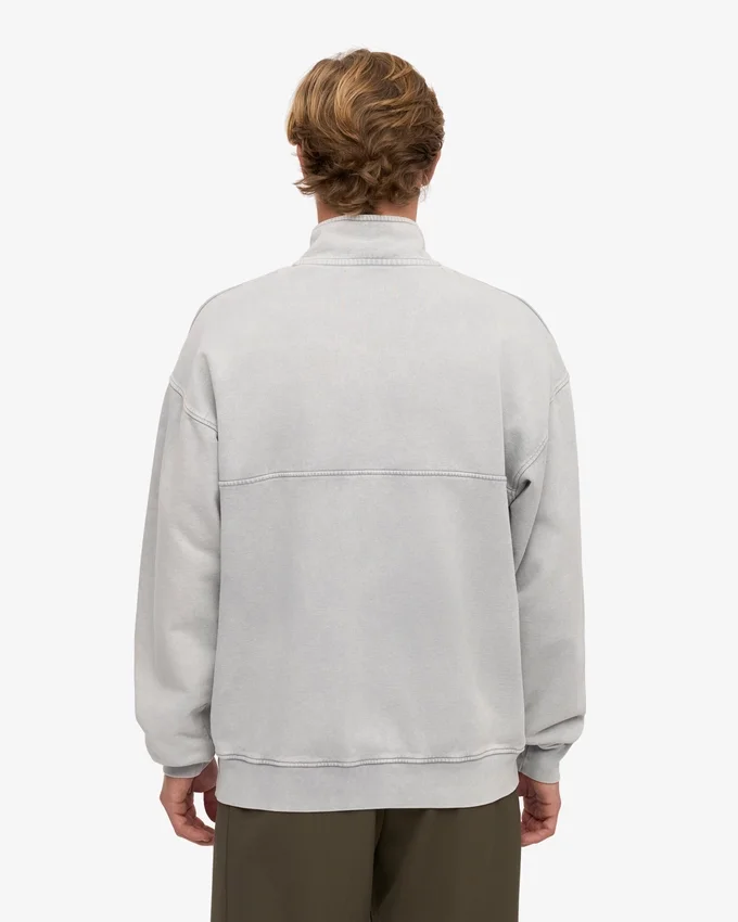 Sudadera orgánica con jerséu de media cremallera - Gris descolorido