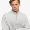 Sudadera orgánica con jerséu de media cremallera - Gris descolorido