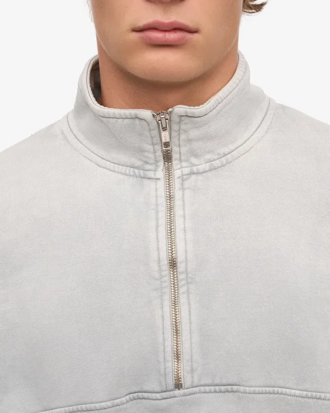 Sudadera orgánica con jerséu de media cremallera - Gris descolorido