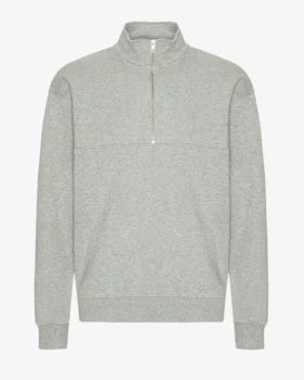 Sudadera orgánica con jerséu de media cremallera - Gris jaspeado